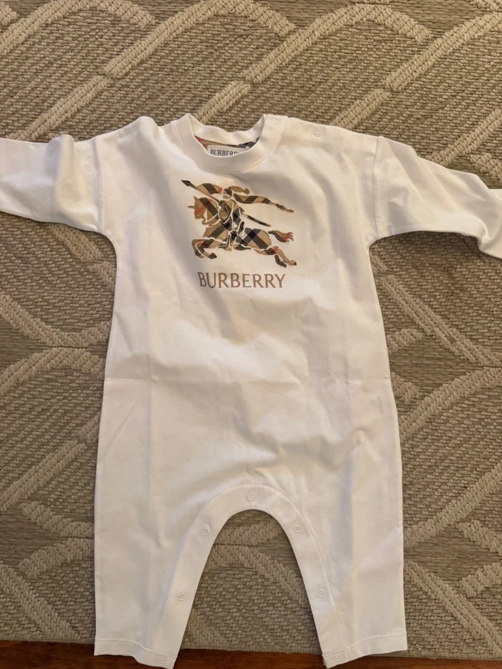Burberry White Kids Short Sleeve Tee with Iconic Knight Print